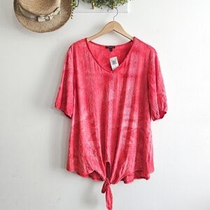 🔥 Sami & Jo Plus 1X Cayenne Tie Front Blouse NWT Sequin Embroidered Top